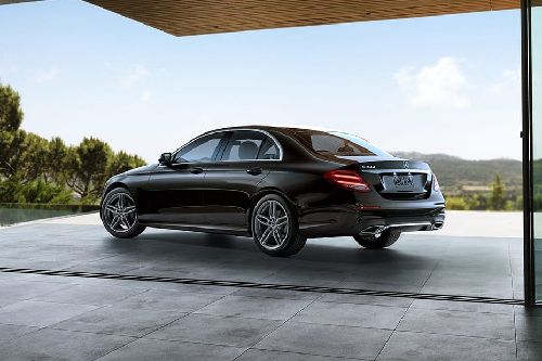Rear Cross View of Mercedes Benz E-Class Sedan Rear Cross View of Mercedes Benz E-Class Sedan